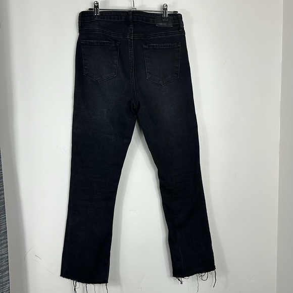 Leith Black High-Rise Crop Flare Raw Hem Jeans 26 - Picture 6 of 9